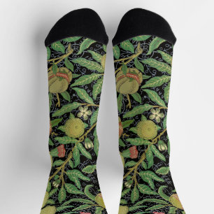William Morris Donkere Granaatappel Fruit Patroon Sokken