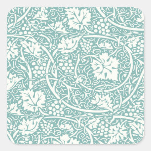William Morris Druivenpatroon Turkoois Turquoise Vierkante Sticker