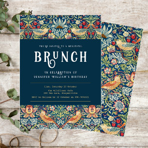 William Morris élégant bleu Brunch invitation