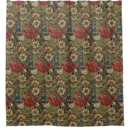 William Morris  Elegant Bloemenpatroon Douchegordijn (Voorkant)