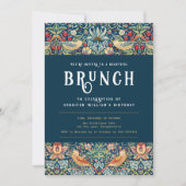William Morris elegante blauwe brunch uitnodiging (Voorkant)