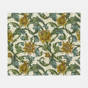 William Morris Enkele Steel Bloem Kunsttegel Fleece Deken