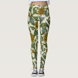 William Morris Enkele Steel Bloem Kunsttegel Leggings