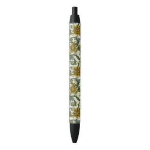 William Morris Enkele Steel Bloem Kunsttegel Zwarte Inkt Pen