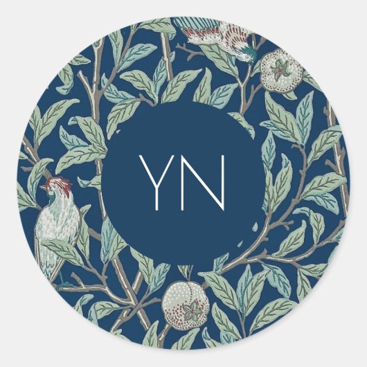 WILLIAM MORRIS ENVELOPE SEAL : POMEGRANATES RONDE STICKER (Voorkant)