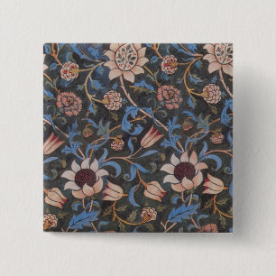 William Morris Evenlode Patroon: Vintage Stemming Vierkante Button 5,1 Cm