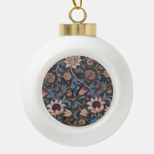 William Morris Evenlode Textile Floral Art Keramische Bal Ornament (Voorkant)