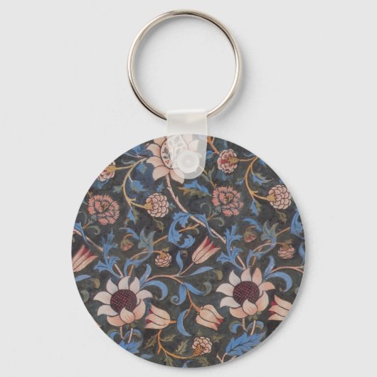 William Morris Evenlode Textile Floral Art Sleutelhanger (Voorkant)