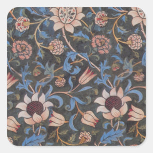 William Morris Evenlode Textile Floral Art Vierkante Sticker