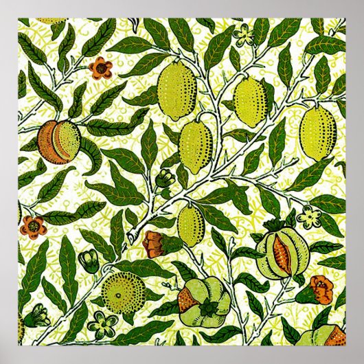 William Morris Exotic Fruit, Lemon Yellow Poster (Voorkant)
