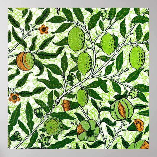 William Morris Exotic Fruit, Lime Green Poster (Voorkant)
