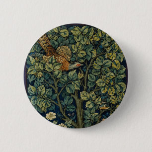 William Morris Fazant Vogel Boom Bos Ronde Button 5,7 Cm