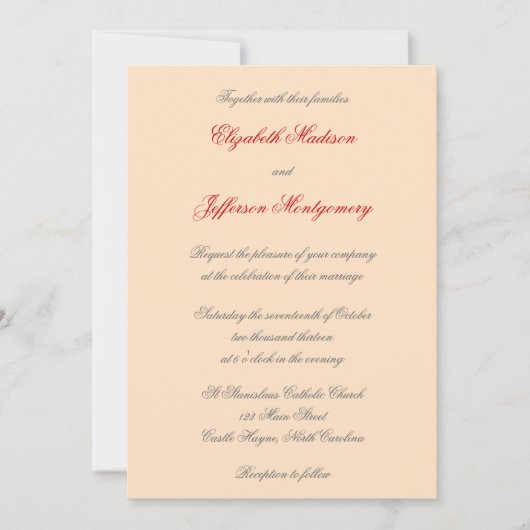 William Morris Feuilles rouges Faire-part de maria (Devant)