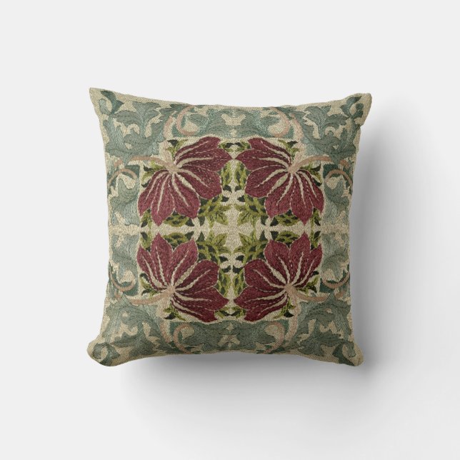 William Morris  Floral & Acanthus Pattern Kussen (Voorkant)