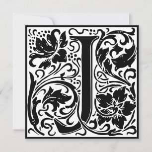 William Morris Floral Alphabet Monogram Letter J Kaart