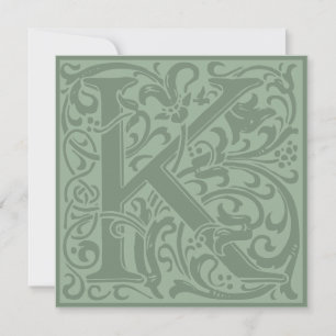 William Morris Floral Alphabet Monogram Letter K Kaart