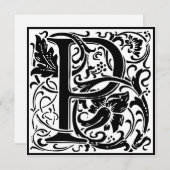 William Morris Floral Alphabet Monogram Letter P Kaart (Voorkant / Achterkant)