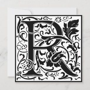 William Morris Floral Alphabet Monogram Letter R Kaart