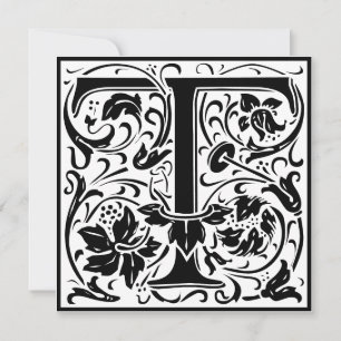 William Morris Floral Alphabet Monogram Letter T Kaart