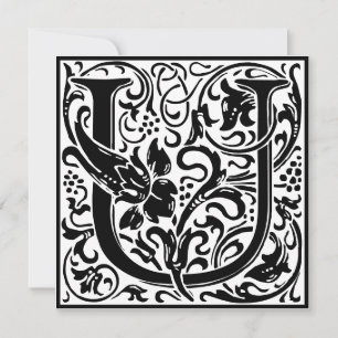 William Morris Floral Alphabet Monogram Letter U Kaart
