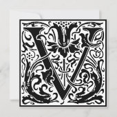 William Morris Floral Alphabet Monogram Letter V Kaart (Voorkant)