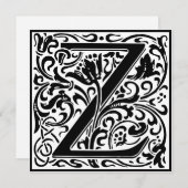 William Morris Floral Alphabet Monogram Letter Z Kaart (Voorkant / Achterkant)