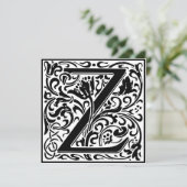William Morris Floral Alphabet Monogram Letter Z Kaart (Staand voorkant)