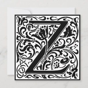 William Morris Floral Alphabet Monogram Letter Z Kaart