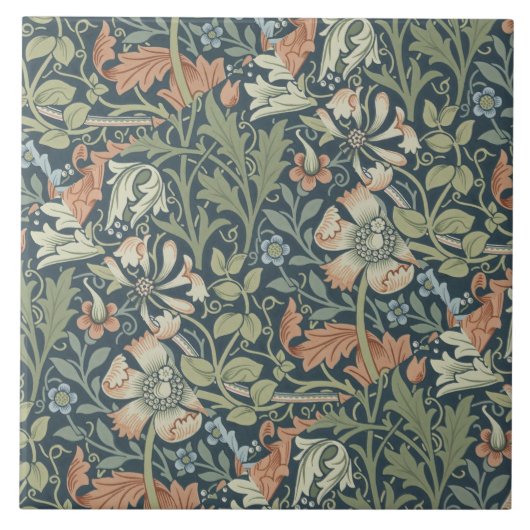 William Morris Floral Blue Green Compton Tegeltje (Voorkant)