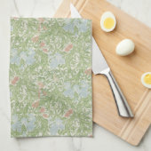 William Morris Floral Blue Green Pink Iris Theedoek (Quarter Fold)