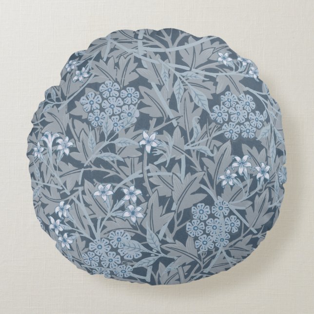 William Morris  Floral Blue Jasmine Rond Kussen (Voorkant)