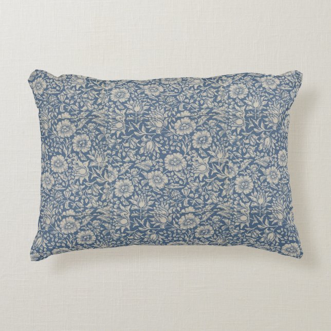 William Morris  Floral Blue Mallow Accent Kussen (Voorkant)