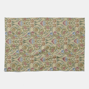 William Morris  Floral Blue Pink Brocade Theedoek