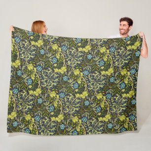 William Morris  Floral Blue Seaweed Fleece Deken