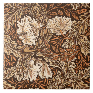 William Morris Floral, Chocolate Brown en Beige Tegeltje