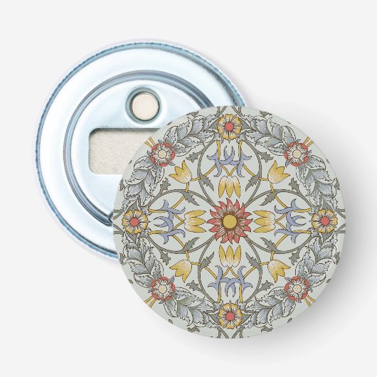 William Morris Floral Circle Flower Illustration Button Flesopener (Voorkant)