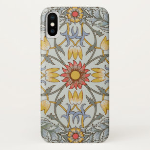 William Morris Floral Circle Flower Illustration iPhone X Hoesje