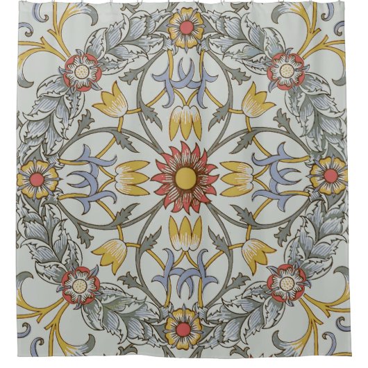 William Morris Floral Circle Flower Illustration Douchegordijn (Voorkant)