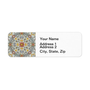 William Morris Floral Circle Flower Illustration Etiket
