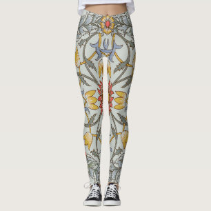 William Morris Floral Circle Flower Illustration Leggings