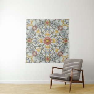 William Morris Floral Circle Flower Illustration Wandkleed