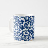 William Morris Floral Damask, Cobalt Blue op White Koffiemok (Voorkant links)