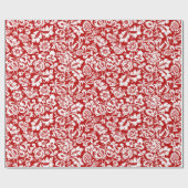 William Morris Floral Damask, Deep Red en White Cadeaupapier (Vlak)