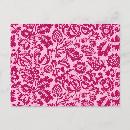 William Morris Floral Damask, Fuchsia and Pink Briefkaart (Voorkant)