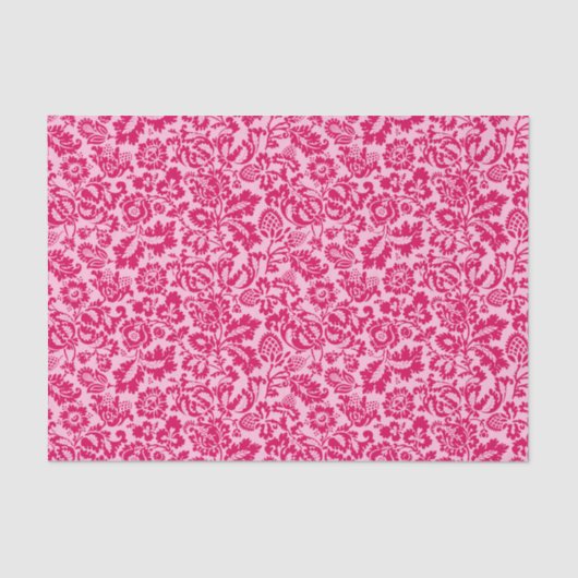 William Morris Floral Damask, Fuchsia and Pink Tissuepapier (Voorkant)