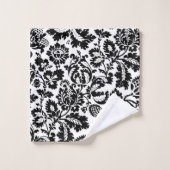 William Morris Floral Damask, noir et blanc (Gant de toilette)