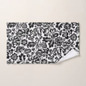William Morris Floral Damask, noir et blanc (Serviette à main)