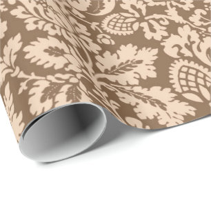 William Morris Floral Damask, Taupe Tan en Beige Cadeaupapier