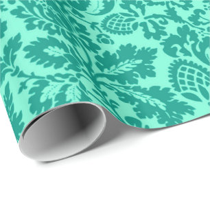 William Morris Floral Damask, Turquoise en Aqua Cadeaupapier