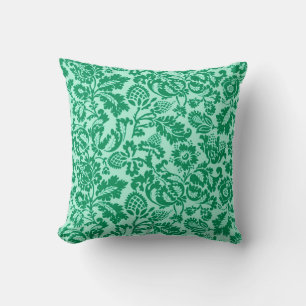 William Morris Floral Damask, Turquoise en Aqua Kussen